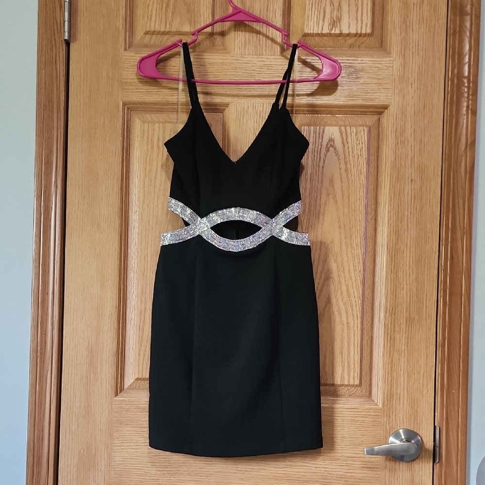 Speechless Black Dress with Silver Detailing